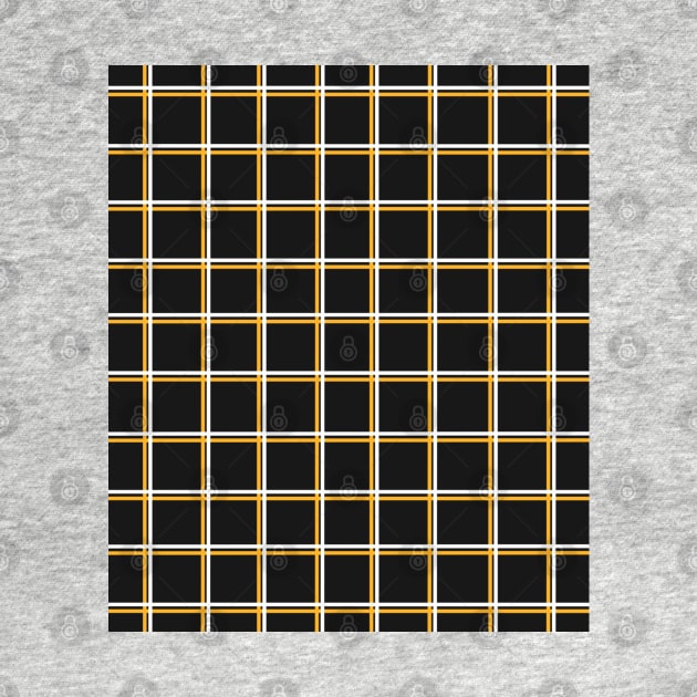 Black with Mustard Yellow Square Grid by OneThreeSix